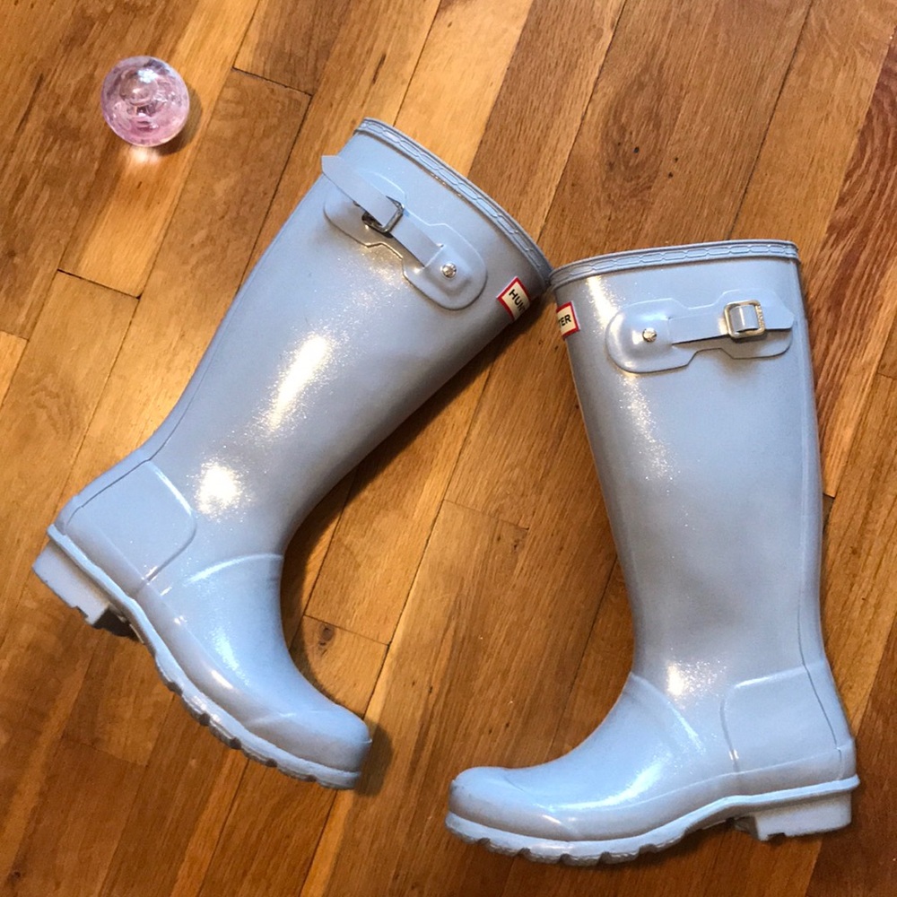 Grey Glitter Hunter Boots